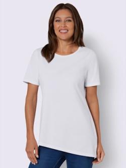 T-shirt long ourlet en biais affinant , blanc, taille 40 - MODA VILONA - Mode Femme et Homme