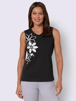 Débardeur imprimé floral , noir imprimé, taille 52 - MODA VILONA - Mode Femme et Homme