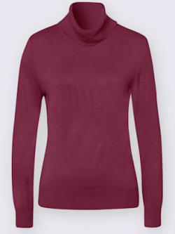 Pull à col roulé doux comme du cachemire , bordeaux, taille 48 - MODA VILONA - Mode Femme et Homme