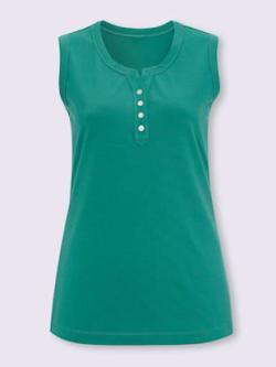 Débardeur femme jersey fin et boutons nacrés , émeraude, taille 48 - MODA VILONA - Mode Femme et Homme