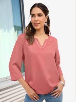 Chemisier ruban argenté à l'encolure , rose flamant, taille 50 - MODA VILONA - Mode Femme et Homme