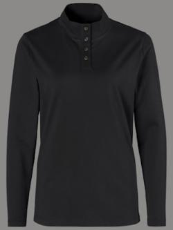 T-shirt femme col montant boutonné manches longues - noir - 56 - Moda Vilona