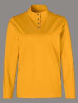 T-shirt femme col montant boutonné manches longues - jaune curry - 54 - Moda Vilona