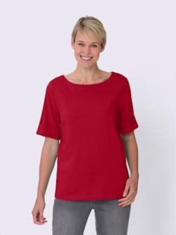 T-shirt encolure en u manches à revers fixe , rouge, taille 42 - MODA VILONA - Mode Femme et Homme