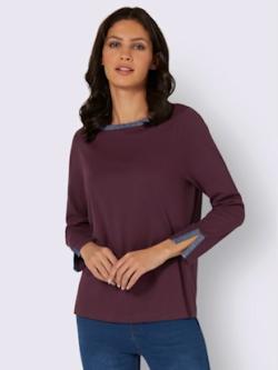T-shirt encolure en u rubans contrastés brillants , lie-de-vin, taille 46 - MODA VILONA - Mode Femme et Homme