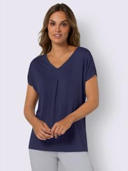 T-shirt viscose douce et fluide , bleu nuit, taille 48 - MODA VILONA - Mode Femme et Homme