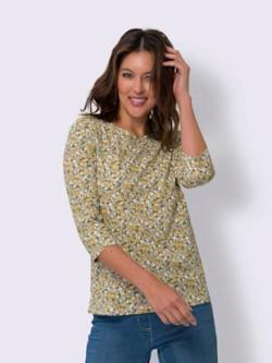 T-shirt à manches 3/4 manches 3/4 mode , kaki-ocre imprimé, taille 50 - MODA VILONA - Mode Femme et Homme