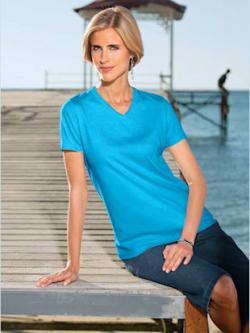 T-shirt classique avec encolure en v , turquoise, taille 56 - MODA VILONA - Mode Femme et Homme