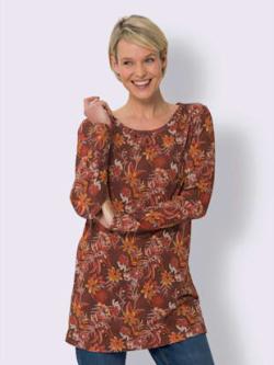 T-shirt long pure viscose , rouge marron-terre cuite imprimé, taille 52 - MODA VILONA - Mode Femme et Homme