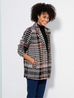 Veste en laine avec laine , noir à carreaux, taille 50 - MODA VILONA - Mode Femme et Homme