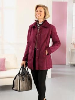 Veste longue doublure intérieure chaude cousue au tissu du dessus , bordeaux, taille 58 - MODA VILONA - Mode Femme et Homme