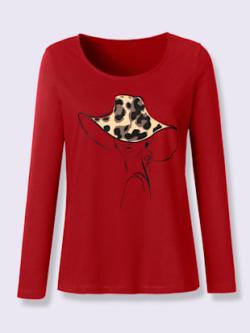 T-shirt à manches longues imprimé , cerise, taille 56 - MODA VILONA - Mode Femme et Homme
