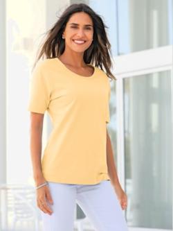 T-shirt féminin uni et confortable , jaune vanille, taille 48 - MODA VILONA - Mode Femme et Homme