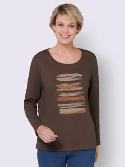 T-shirt à manches longues imprimé brillant tendance , chocolat-ambre, taille 48 - MODA VILONA - Mode Femme et Homme