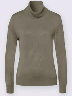 Pull à col roulé doux comme du cachemire , kaki, taille 46 - MODA VILONA - Mode Femme et Homme