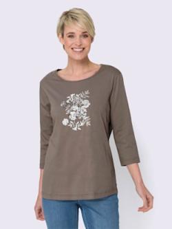 T-shirt long imprimé transfert couleur argenté - taupe-blanc - 56 - Moda Vilona
