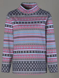 T-shirt imprimé motif cachemire col montant manches longues , rose à rayures, taille 52 - MODA VILONA - Mode Femme et Homme