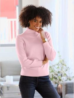 Pull à col roulé doux comme du cachemire , rose, taille 54 - MODA VILONA - Mode Femme et Homme