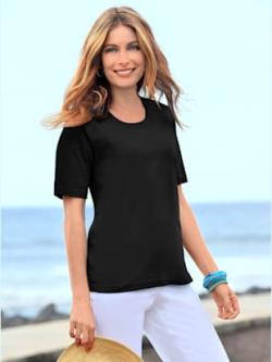 T-shirt féminin uni et confortable , noir, taille 50 - MODA VILONA - Mode Femme et Homme
