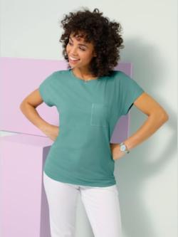 T-shirt à manches courtes encolure en u discrète , sauge, taille 44 - MODA VILONA - Mode Femme et Homme
