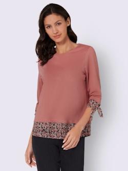 T-shirt empiècements tissés , bois de rose, taille 40 - MODA VILONA - Mode Femme et Homme