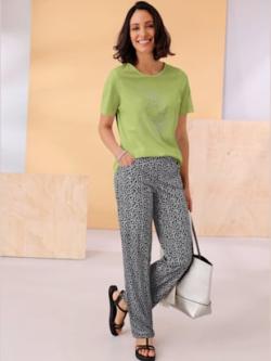 T-shirt à manches courtes applications florales , vert kiwi, taille 48 - MODA VILONA - Mode Femme et Homme