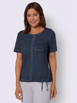 T-shirt à manches courtes joli effet délavé , bleu foncé, taille 54 - MODA VILONA - Mode Femme et Homme