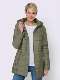 Doudoune capuche amovible grâce à une glissière , kaki, taille 54 - MODA VILONA - Mode Femme et Homme