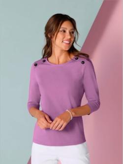 T-shirt à manches 3/4 couture d'épaule avancée , orchidée, taille 52 - MODA VILONA - Mode Femme et Homme