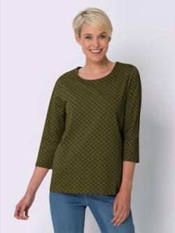 T-shirt à manches 3/4 manches 3/4 , olive imprimé, taille 44 - MODA VILONA - Mode Femme et Homme