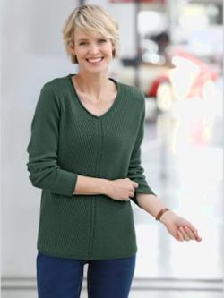 Pull à manches longues bord roulé à l'encolure - vert mousse - 42 - Moda Vilona