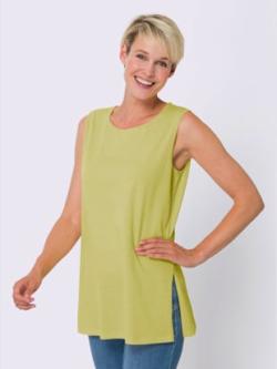 Débardeur long coupe longue affinante , vert tilleul, taille 48 - MODA VILONA - Mode Femme et Homme