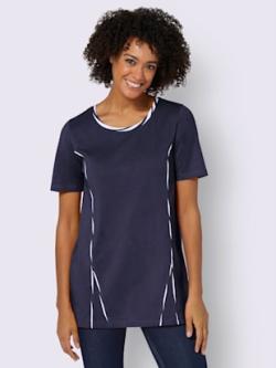 T-shirt long coupe longue affinante , bleu nuit, taille 44 - MODA VILONA - Mode Femme et Homme