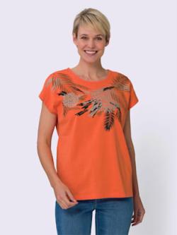 T-shirt à manches courtes coupe décontractée aux épaules - orange-ambre - 50 - Moda Vilona