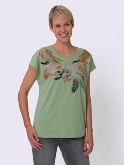 T-shirt à manches courtes coupe décontractée aux épaules - eucalyptus-ambre - 46 - Moda Vilona