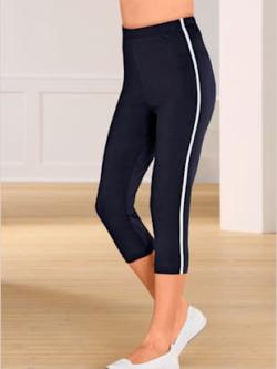 Legging court passepoils contrastés tendance , marine-blanc, taille 50 - MODA VILONA - Mode Femme et Homme