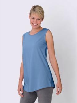 Débardeur long qualité piqué estivale , bleu ciel, taille 50 - MODA VILONA - Mode Femme et Homme