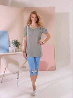T-shirt long coupe longue affinante , gris pierre, taille 40 - MODA VILONA - Mode Femme et Homme