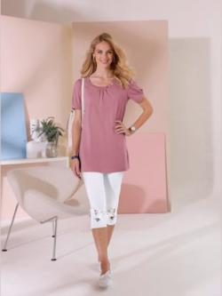 T-shirt long coupe longue affinante , vieux rose, taille 58 - MODA VILONA - Mode Femme et Homme