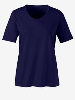 T-shirt classique avec encolure en v , bleu nuit, taille 54 - MODA VILONA - Mode Femme et Homme