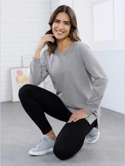 T-shirt long longueur tendance , gris chiné, taille 44 - MODA VILONA - Mode Femme et Homme