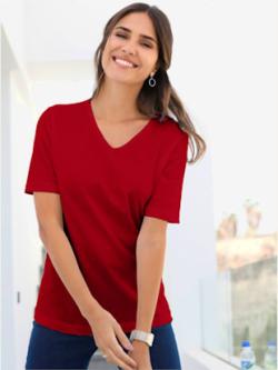 T-shirt classique avec encolure en v , rouge, taille 44 - MODA VILONA - Mode Femme et Homme