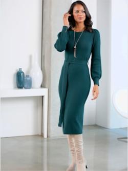 Robe en tricot 50% viscose , bleu pétrole, taille 25 - MODA VILONA - Mode Femme et Homme