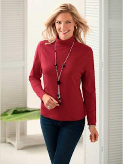 Col roulé léger , rouge cerise, taille 58 - MODA VILONA - Mode Femme et Homme