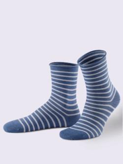 Socquettes pour dames confortable à porter , bleu jean chiné, taille 1 - MODA VILONA - Mode Femme et Homme