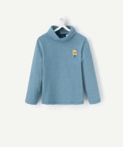 Sous-pull bébé garçon bleu rayé avec patch brodé - 12 M