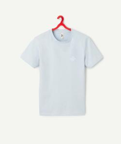 T-shirt manches courtes en coton bio bleu clair avec broderie - XXS