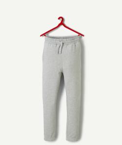 Jogging garçon en coton biologique gris chiné - S