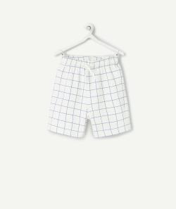 Bermuda bébé garçon en coton bio blanc à carreaux bleus - 6 M