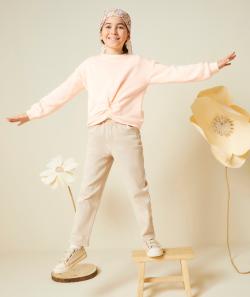 Pantalon slouchy fille beige avec ceinture - 6 A